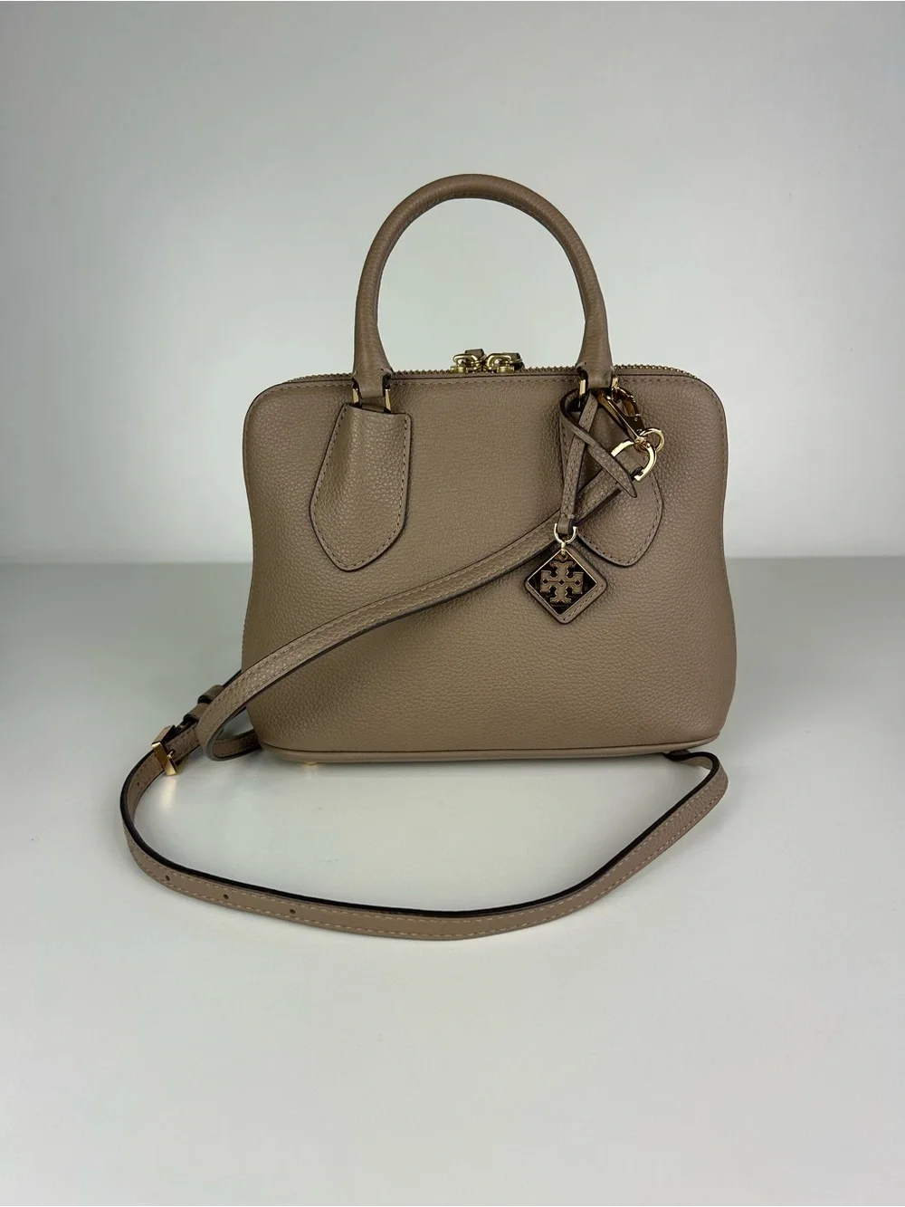 TORY BURCH MINI SWING SATCHEL CROSSBODY TAUPE